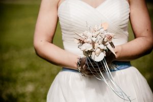 wedding bouquet made with seashells