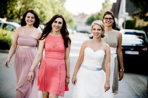 group of friends girls only at wedding day